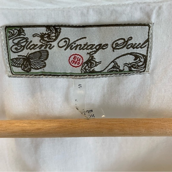 Glam Vintage Soul sz S White Embroidered Multicolour Long Line Women’s Tunic Top - Picture 6 of 9